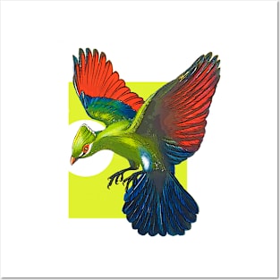 green bird flying Posters and Art